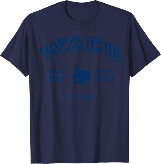 Retro Waco Texas TX Souvenir Throwback Navy T-Shirt - T-Shirt | Navy
