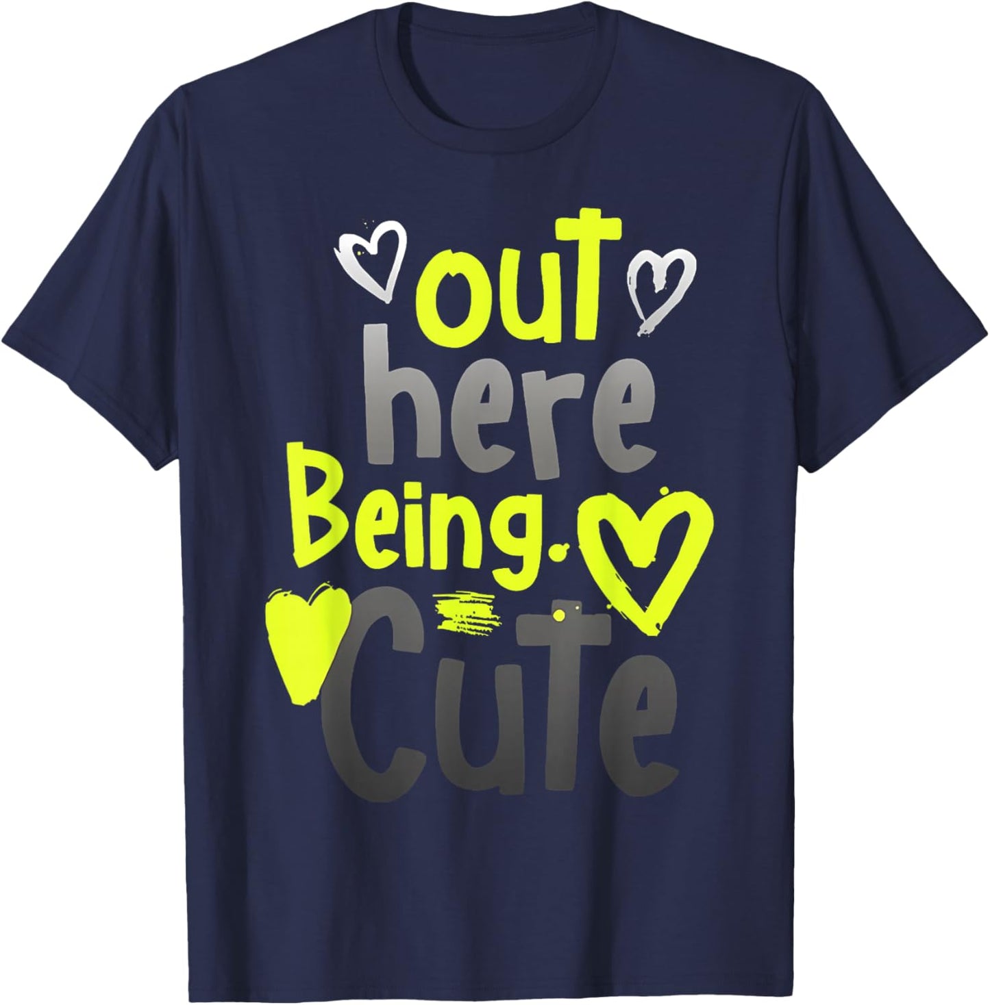 Neon Yellow Black Cool Grey Graphic Matching T-Shirt - T-Shirt | Navy