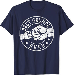 Best Grumpa Ever - Fist Bump Circle Emblem Design Grumpa T-Shirt - T-Shirt | Navy