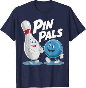 Pin Pals Bowling Funny Bowlers Boys Girls Team Players T-Shirt - T-Shirt | Navy