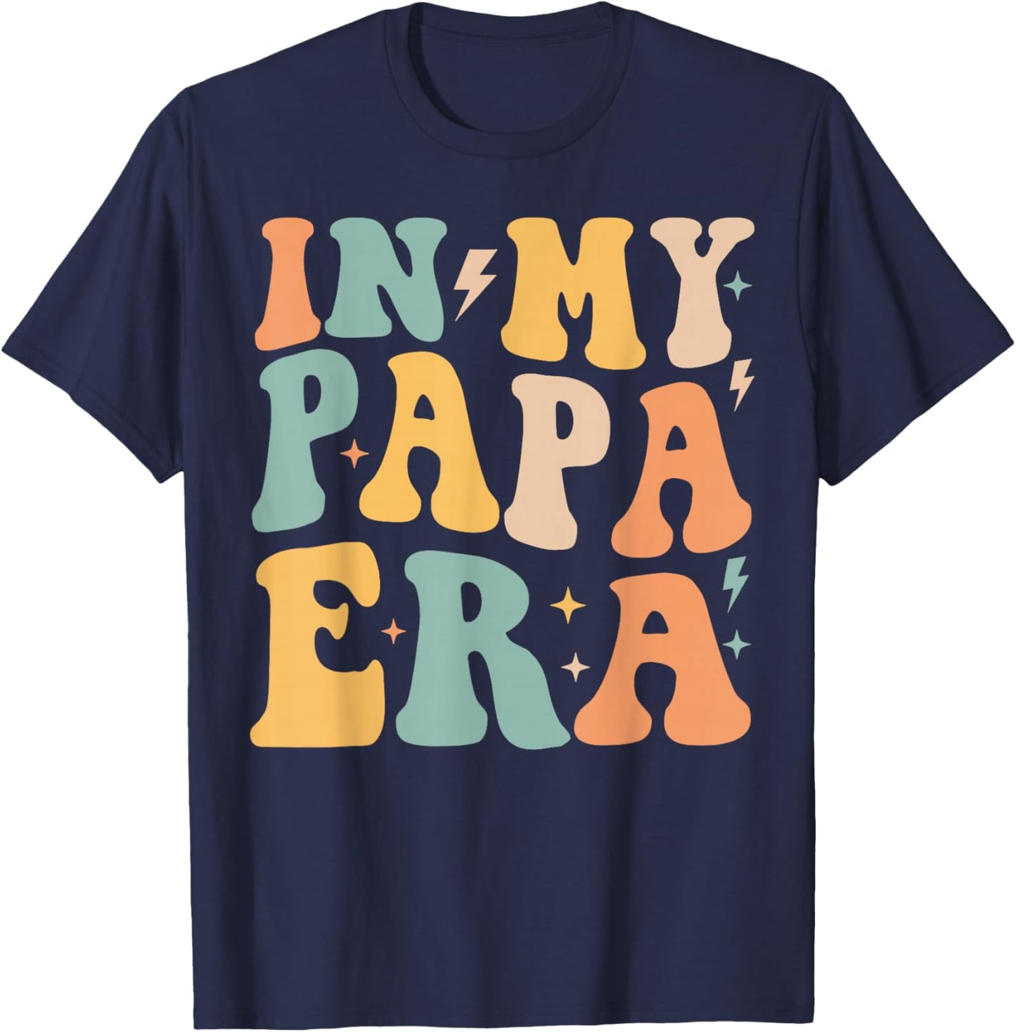 Retro Groovy In My Papa Era Father's Day T-Shirt - T-Shirt | Navy