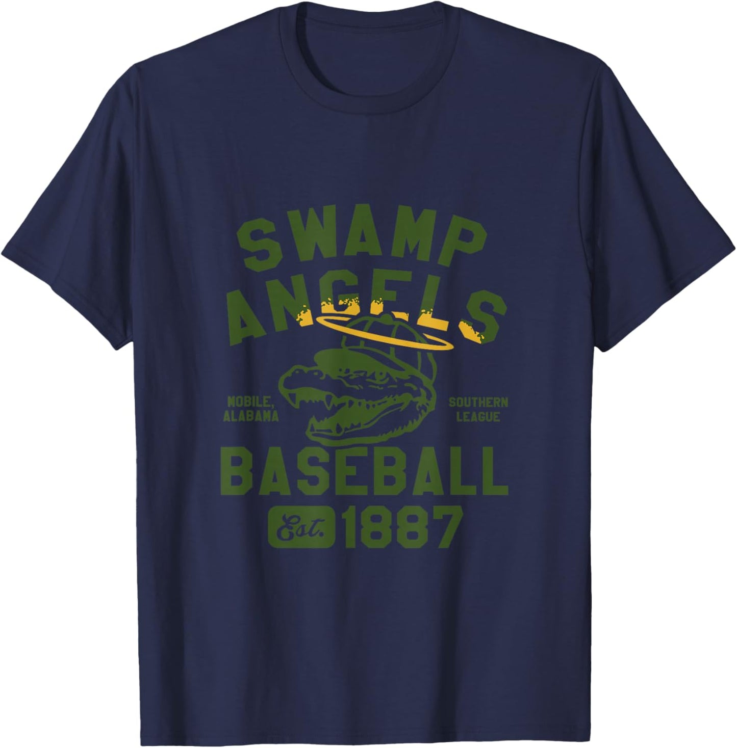 Mobile Swamp Angels Alabama Vintage Defunct Baseball T-Shirt - T-Shirt | Navy
