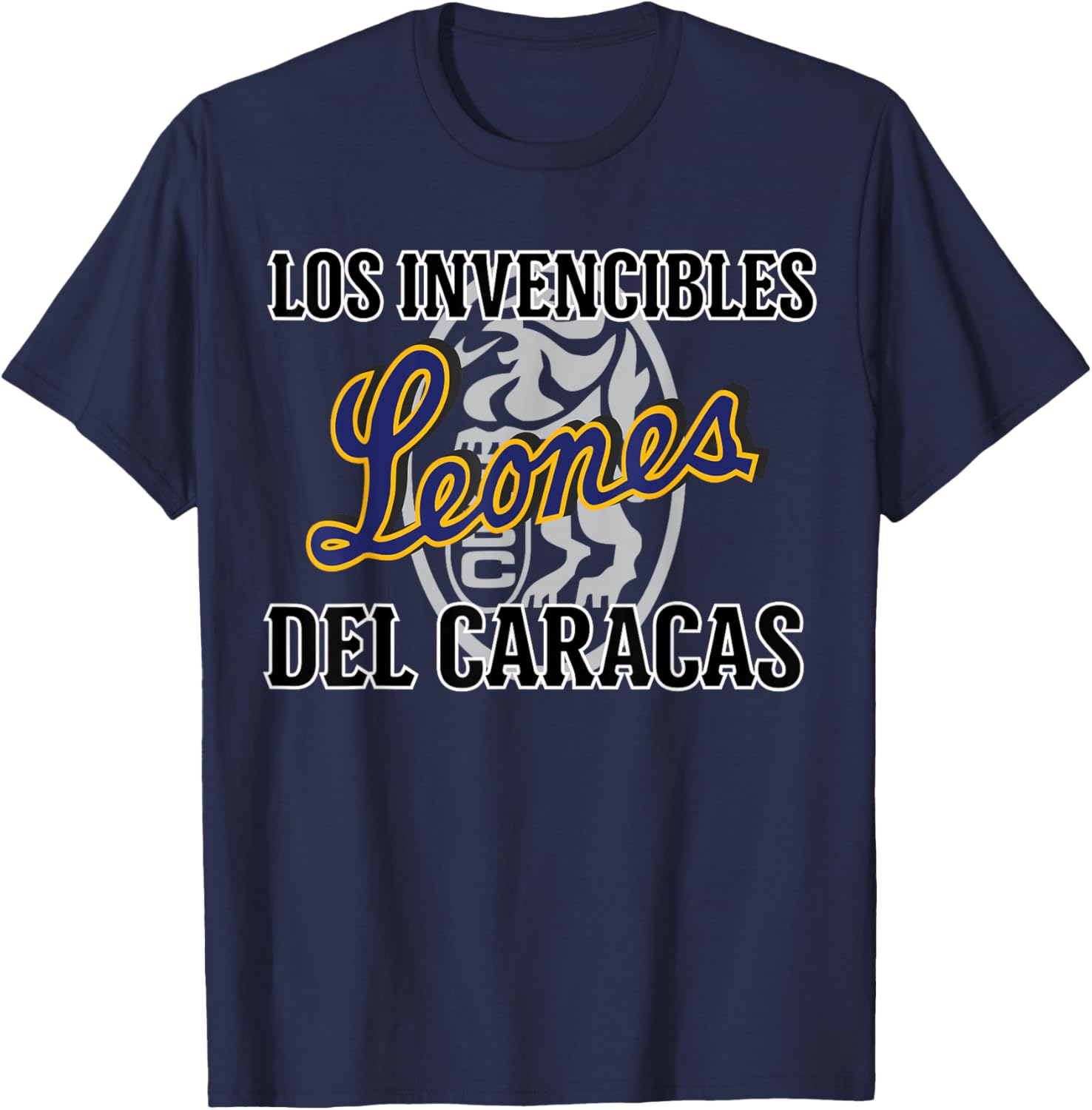 Leones del Caracas: Fuerza y Pasión Invencible T-Shirt - T-Shirt | Navy