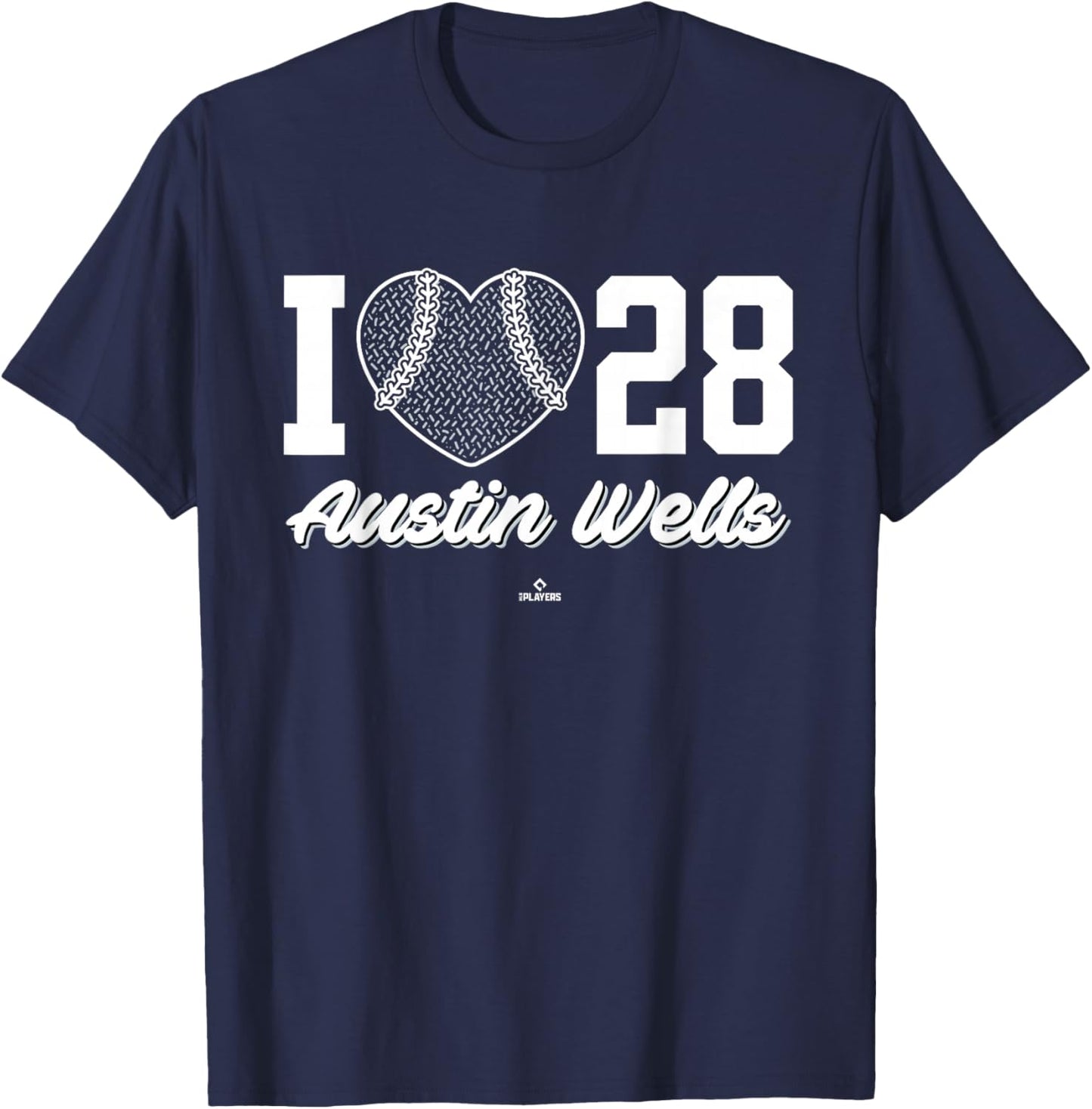 I Heart Baseball Austin Wells New York Baseball MLBPA T-Shirt - T-Shirt | Navy
