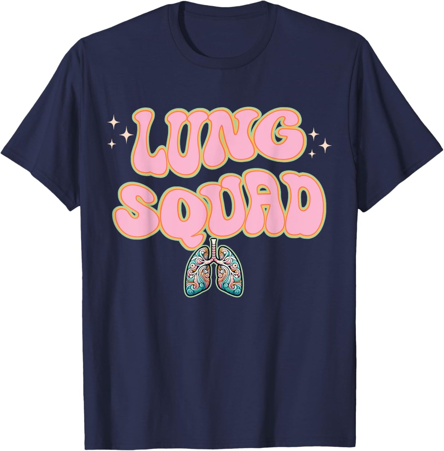 Funny Respiratory Therapist RT Lung Squad Retro Lungs T-Shirt - T-Shirt | Navy