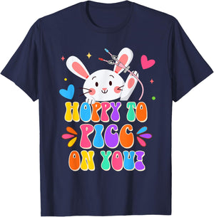 PICC Nurse Easter Day Hoppy To PICC On You Bunny Nursing T-Shirt - T-Shirt | Navy