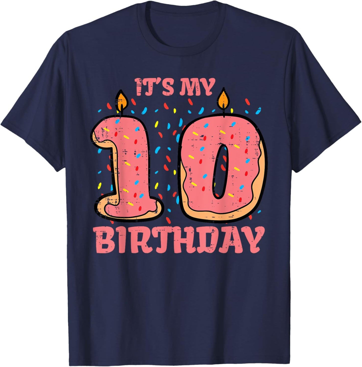 Its My 10th Birthday Cake 10 Years Old Bday Girls Boys Kids T-Shirt - T-Shirt | Navy