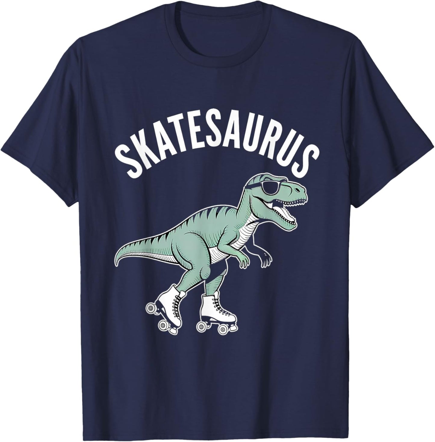 Roller Skating Dinosaur T-Rex Skate Dino Funny Roller Skater T-Shirt - T-Shirt | Navy