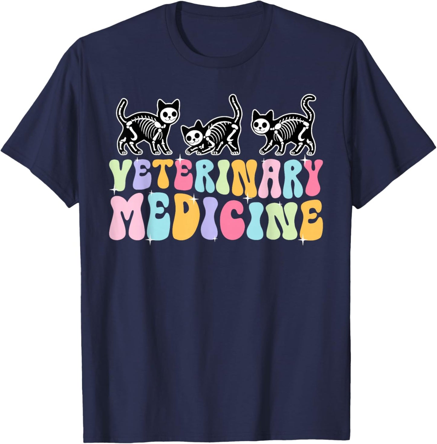 Veterinary Medicine Vet Med Veterinarian Vet Medicine Groovy T-Shirt - T-Shirt | Navy