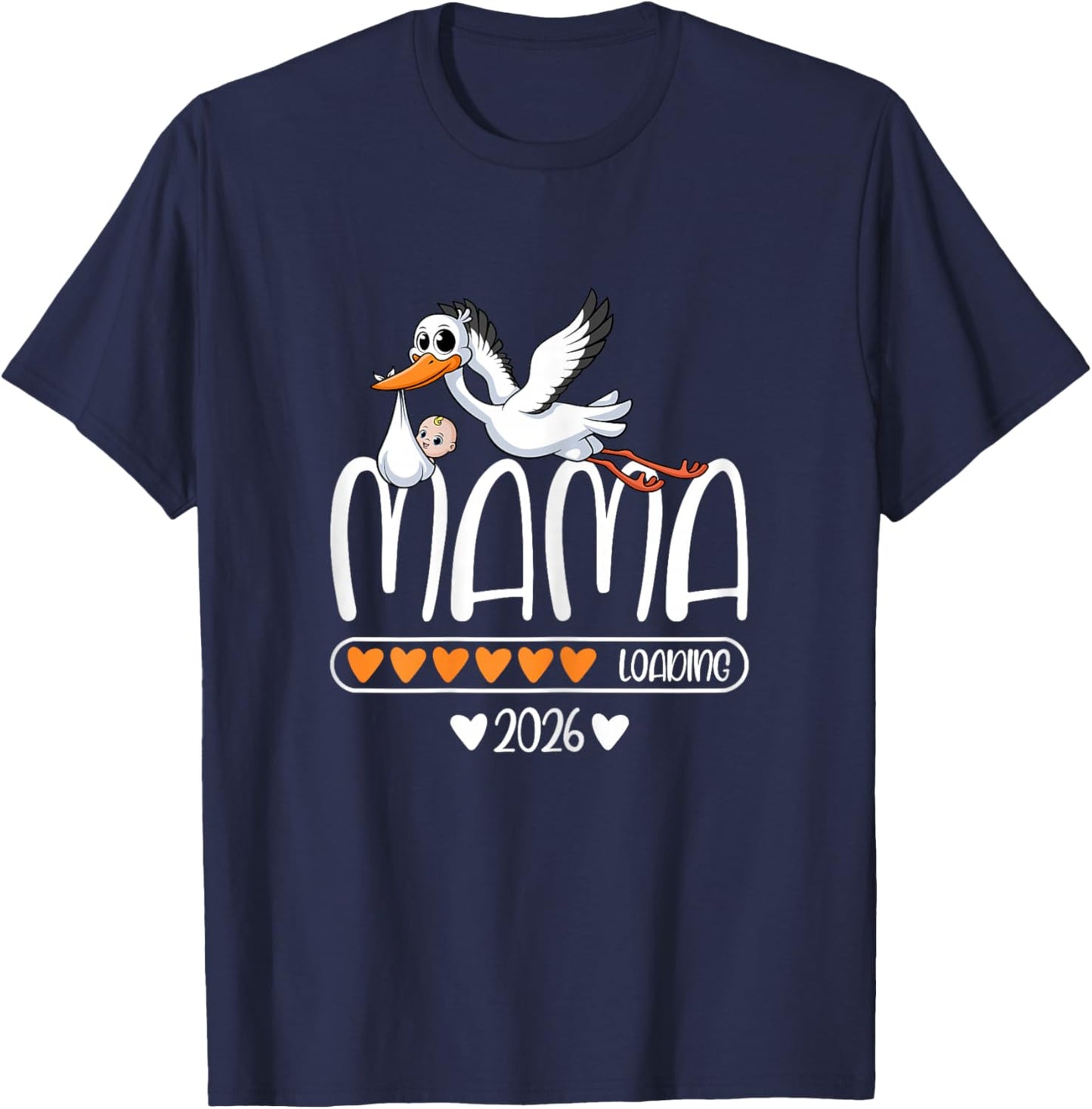 Expectant Mum Pregnancy Announce Mum 2026 Loading , black T-Shirt - T-Shirt | Navy