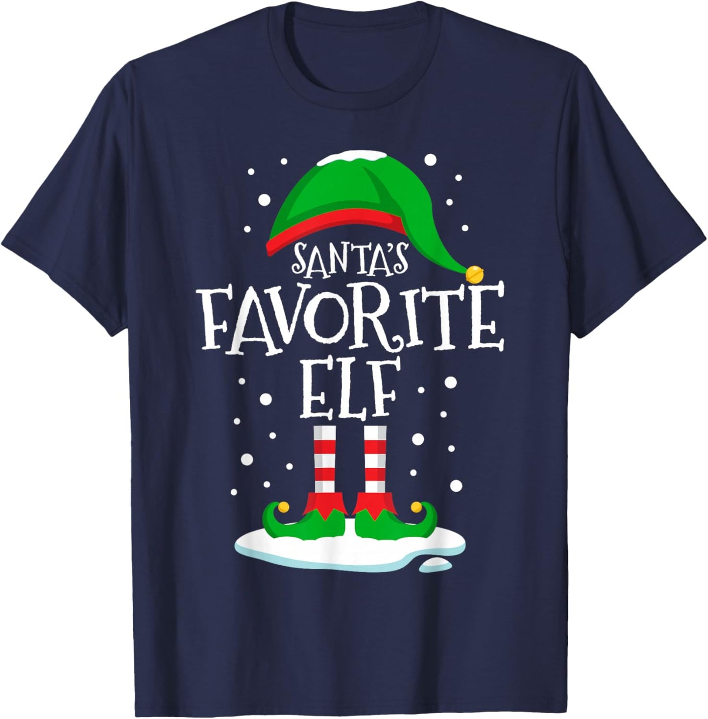 Santa's Favorite Elf Christmas Family Matching Xmas Funny T-Shirt - T-Shirt | Navy