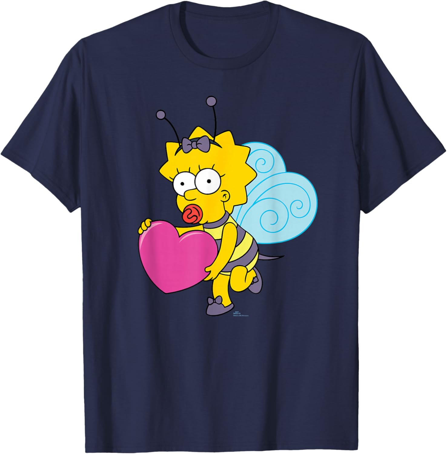 The Simpsons Maggie Simpson Cute Heart Bee Valentine’s Day T-Shirt - T-Shirt | Navy