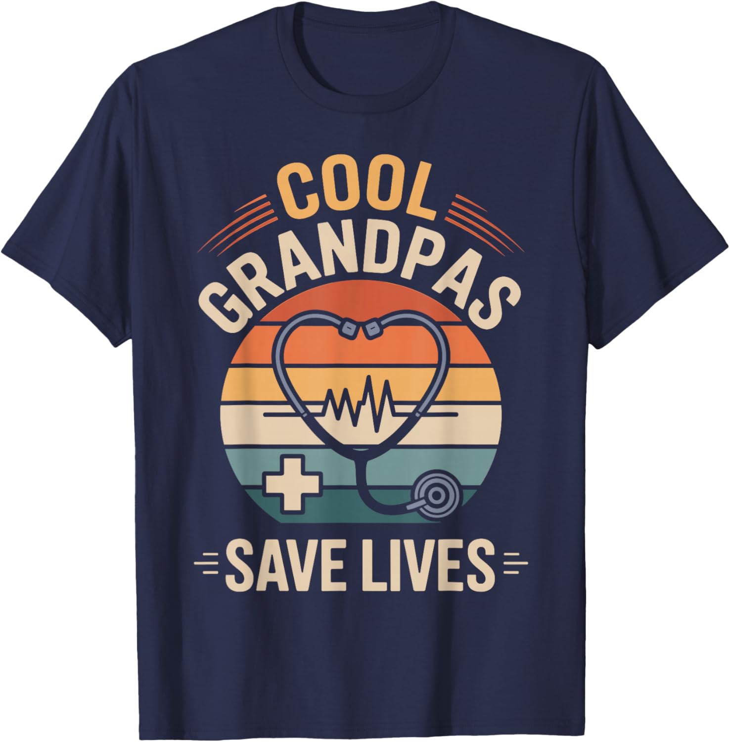 Cool Grandpas Save Lives Funny EMT Grandpa Nurse T-Shirt - T-Shirt | Navy