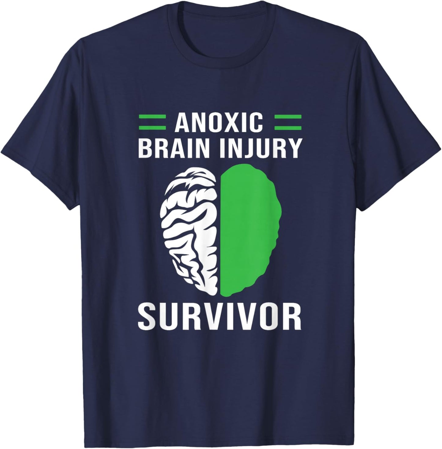 Green Human Brain Anoxic Brain Injury T-Shirt - T-Shirt | Navy