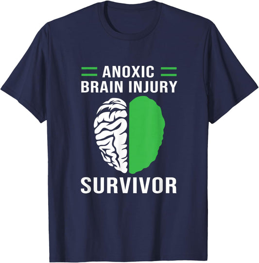 Green Human Brain Anoxic Brain Injury T-Shirt - T-Shirt | Navy