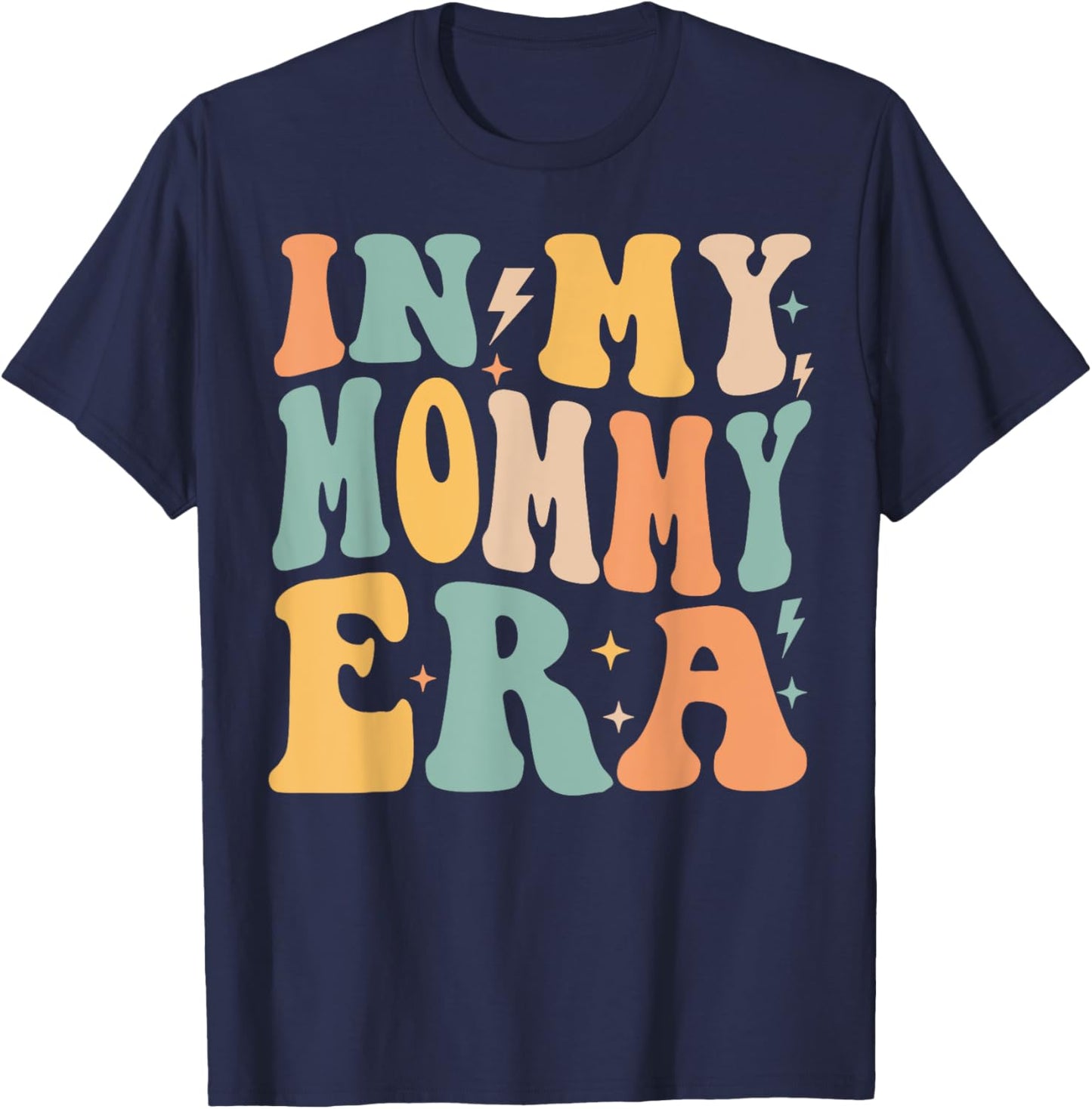 Retro Groovy In My Mommy Era Mother's Day T-Shirt - T-Shirt | Navy