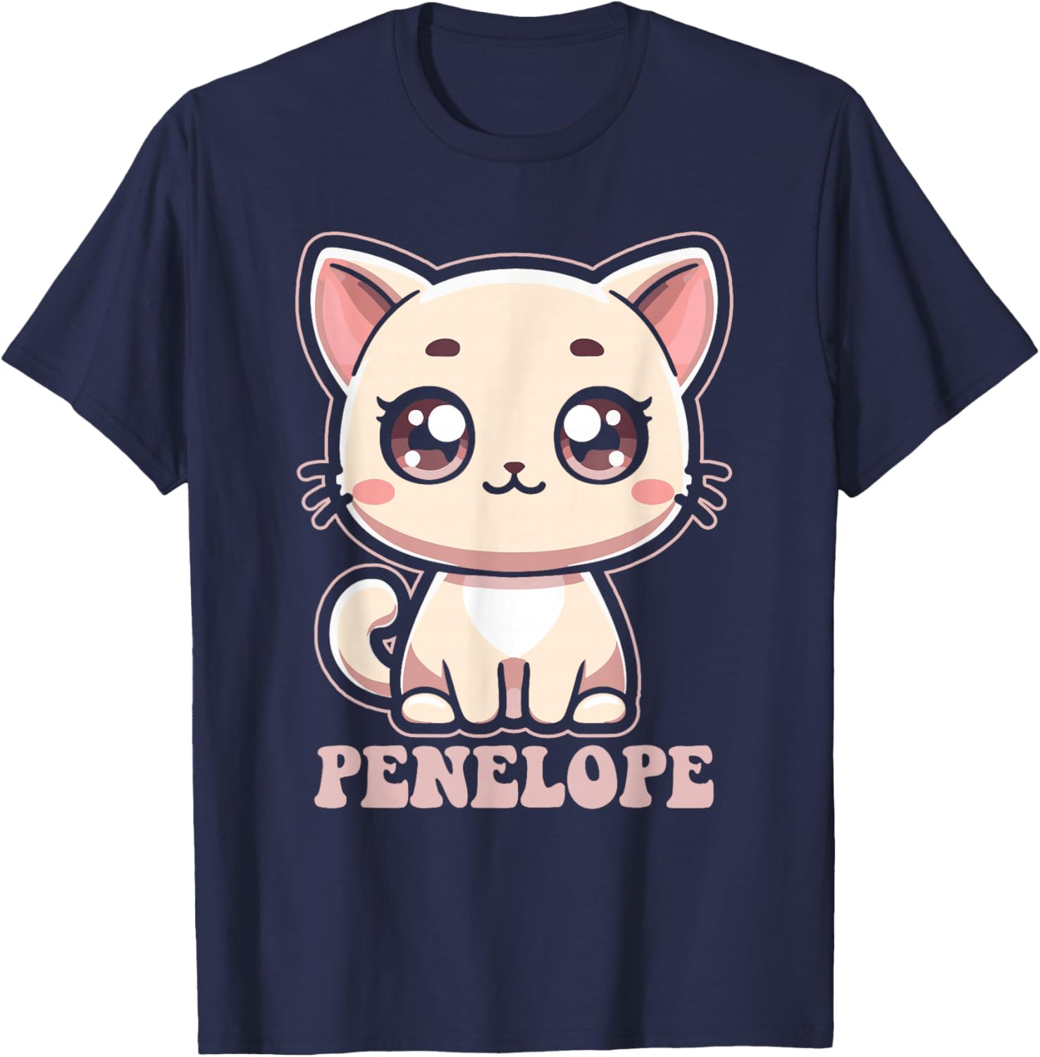 Penelope Motif Chat Mignon pour Fille Nom Penelope T-Shirt - T-Shirt | Navy