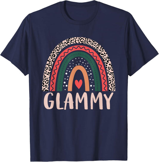 Glammy Rainbow Grandma Grandmother Women Mothers Day Glammy T-Shirt - T-Shirt | Navy