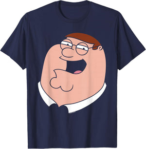 Family Guy Peter Griffin Oversized Portrait Funny Cartoon T-Shirt - T-Shirt | Navy