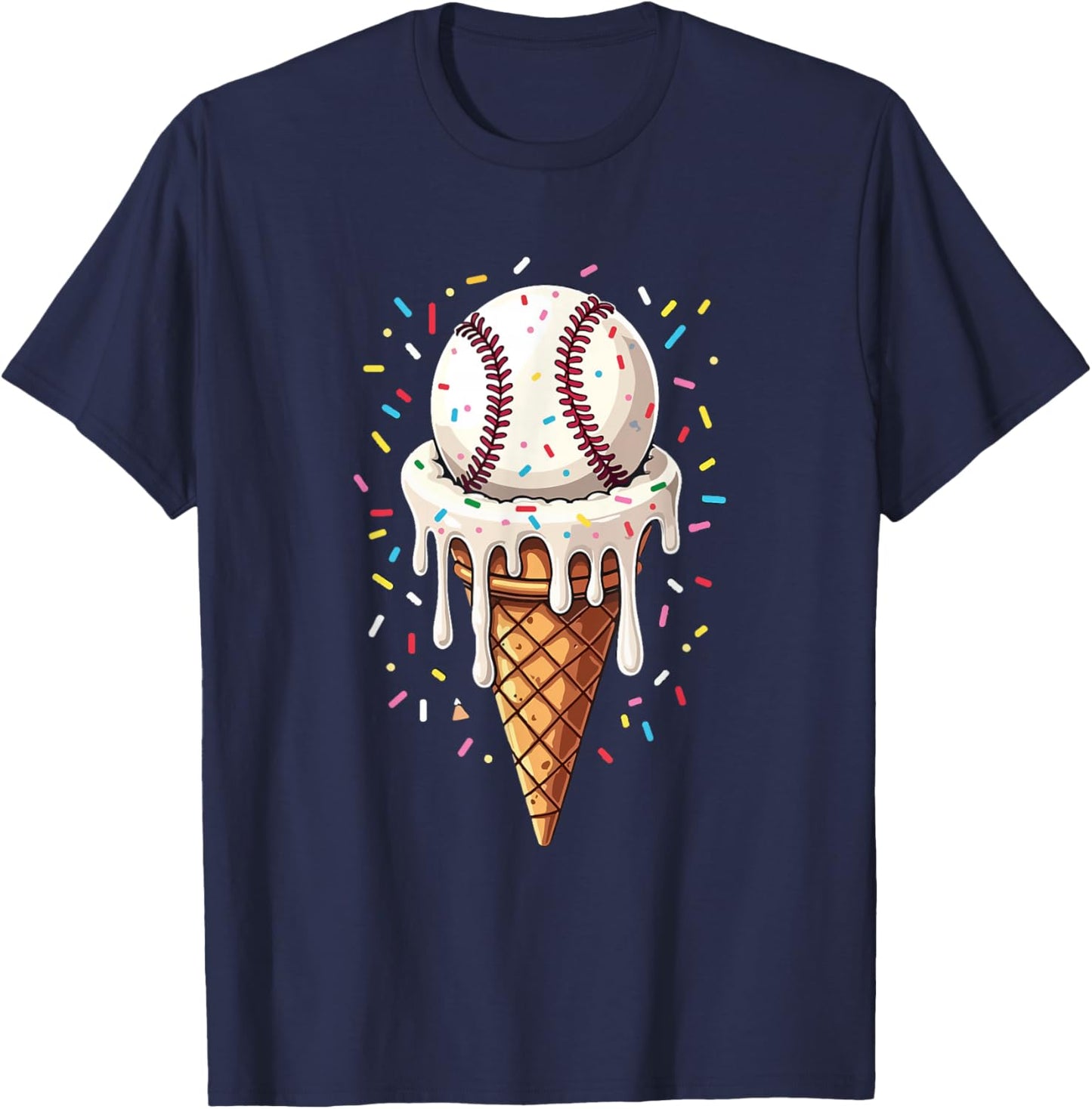 Baseball Drip Boys Ice Cream Cone Drip Baseball T-Shirt - T-Shirt | Navy