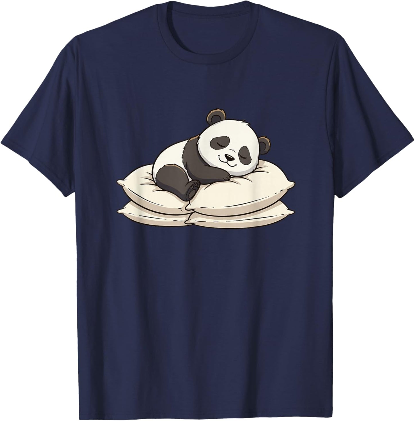 Cute Sleeping Panda On Pillows Relaxed Nap Mood T-Shirt - T-Shirt | Navy