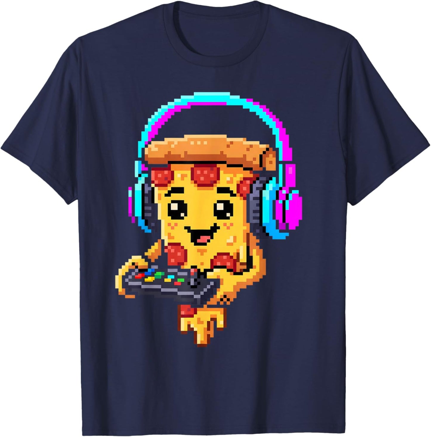 Gamer Pizza Slice Video Gaming Enthusiast Gamer Teen Boys T-Shirt - T-Shirt | Navy