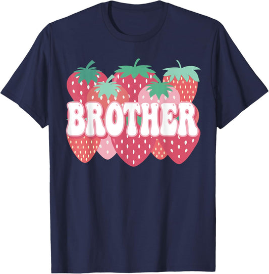 Brother Of The Berry First Birthday Strawberry Family Party T-Shirt - T-Shirt | Navy