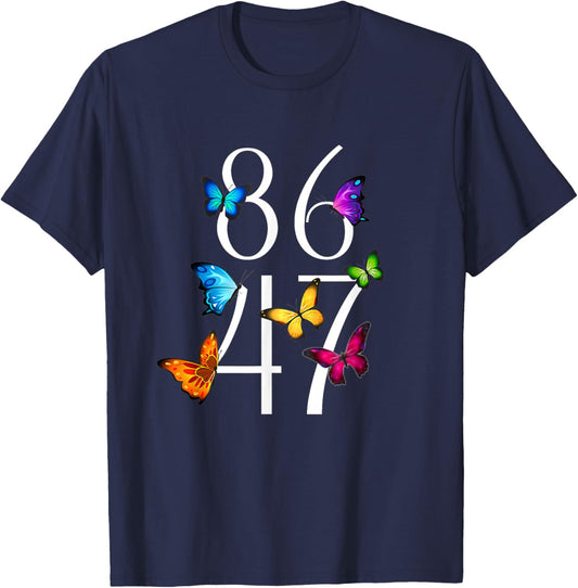 8647 anti Trump 86 47 Floral T-Shirt - T-Shirt | Navy