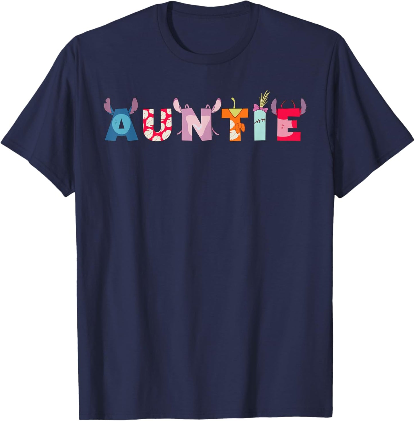 Disney Lilo & Stitch Auntie Birthday Gift Family Disney Trip T-Shirt - T-Shirt | Navy