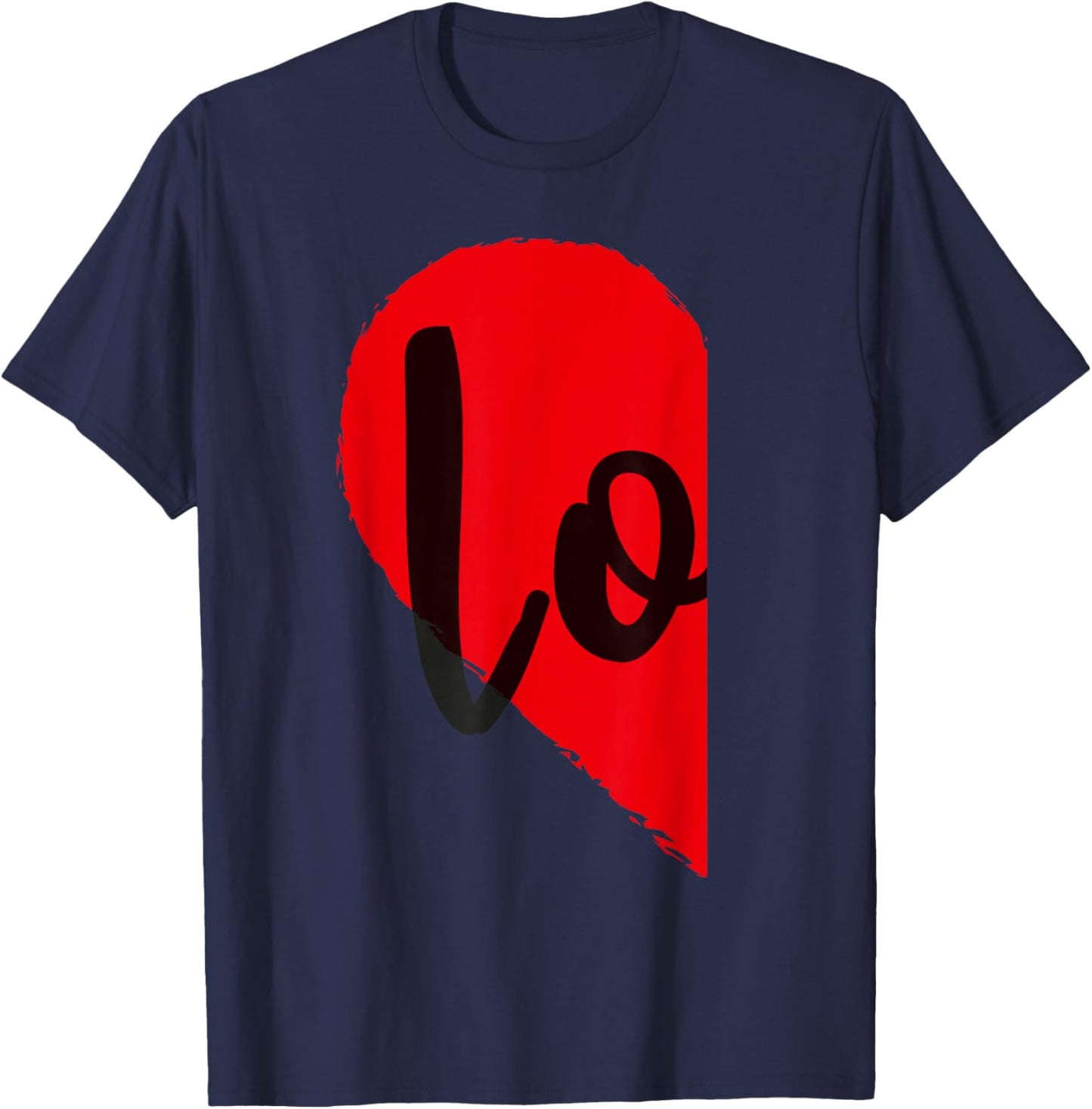 Couple Half Heart Love Funny Valentine's Day Women Men Adult T-Shirt - T-Shirt | Navy