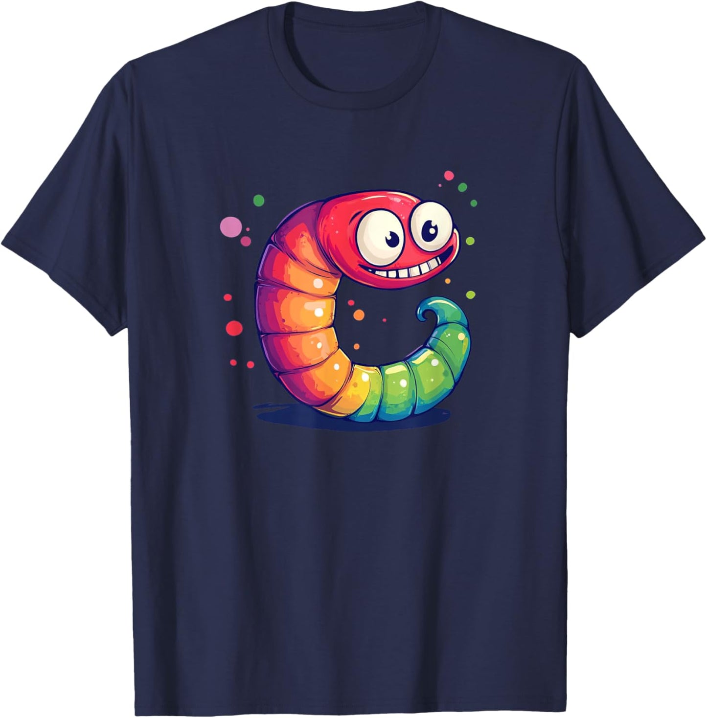 Colorful Worm with Funny Face Costume for Boys and Girls T-Shirt - T-Shirt | Navy