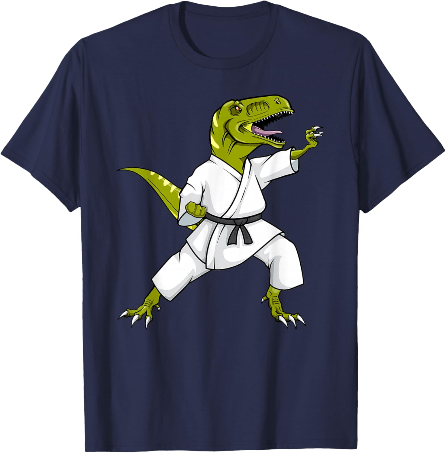 Funny Karatesaurus T-Rex Dinosaur Karate Samurai Design T-Shirt - T-Shirt | Navy