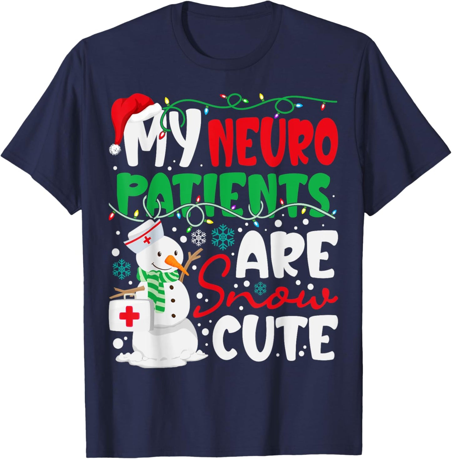 Funny Neuro Christmas Snowmies Cute Neuroscience Nurse T-Shirt - T-Shirt | Navy