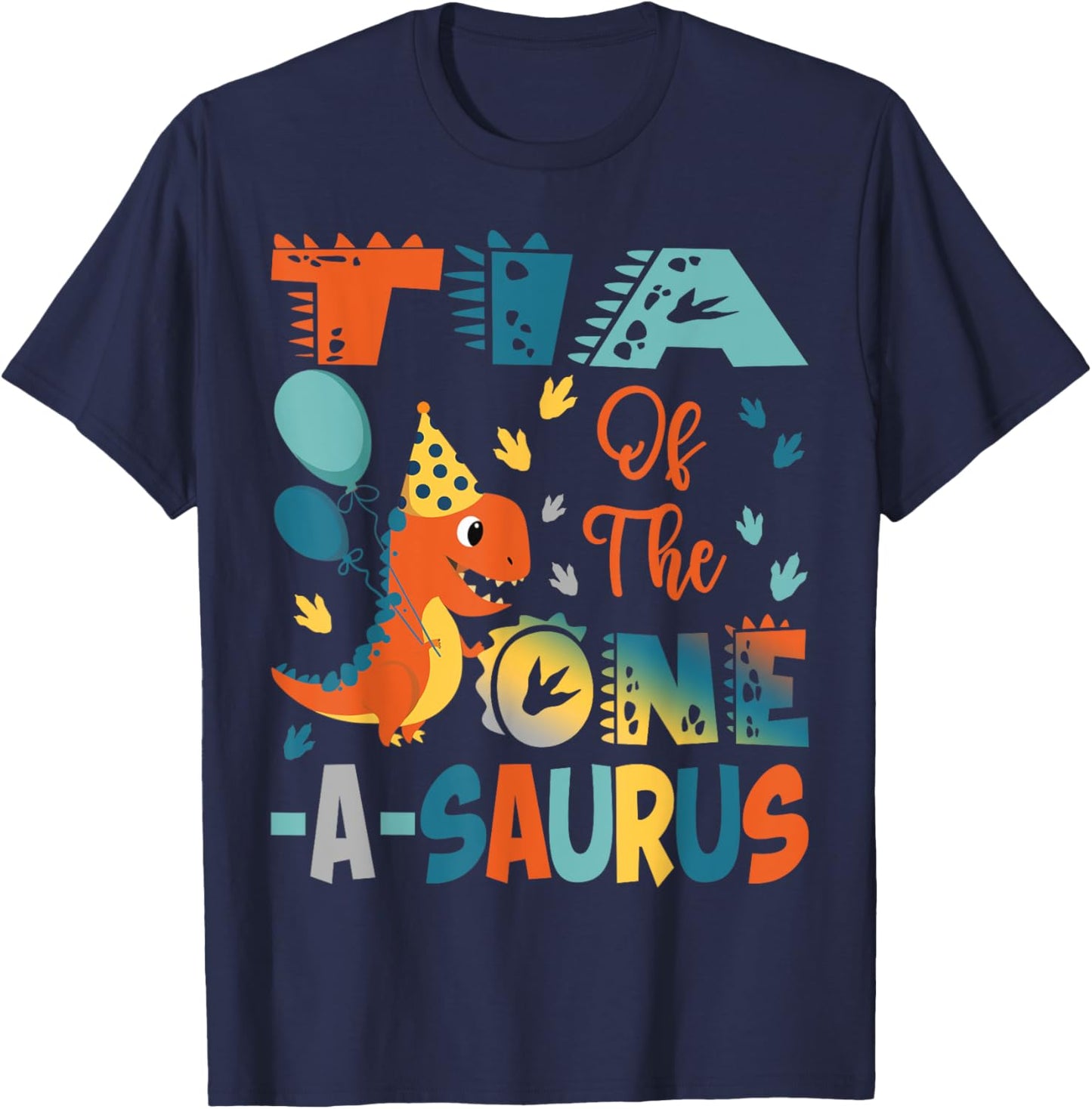 Tia Of The One-A-Saurus 2Nd Birthday Dinosaur Party T-Shirt - T-Shirt | Navy