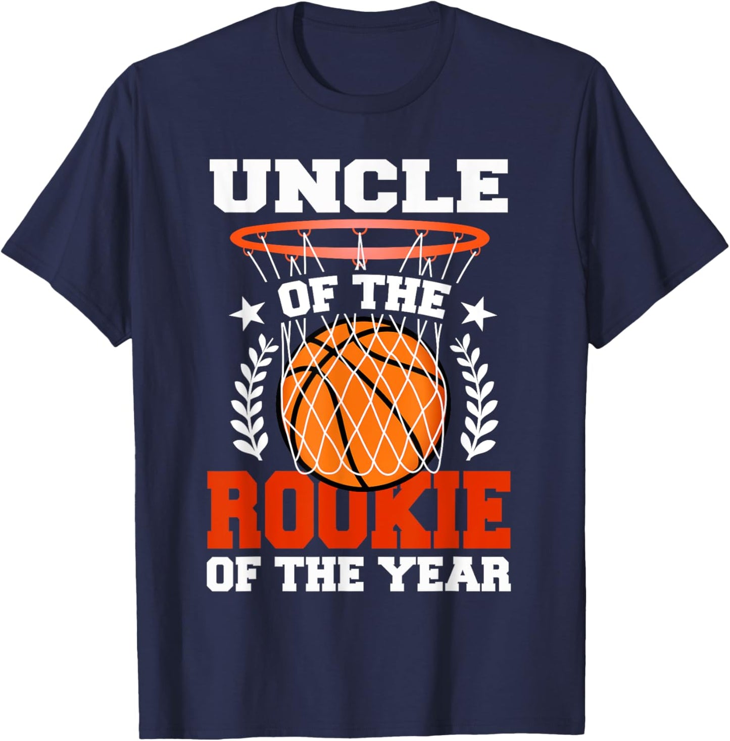 Uncle Of Rookie 1st Basketball Birthday Theme Matching T-Shirt - T-Shirt | Navy