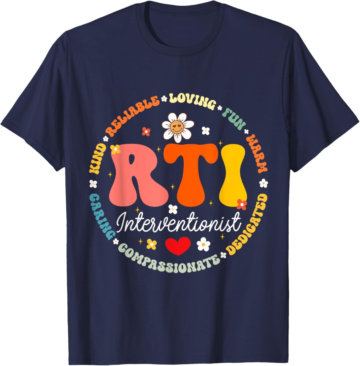 Groovy RTI Interventionist T Response Teacher Squad Women Kids T-Shirt - T-Shirt | Navy