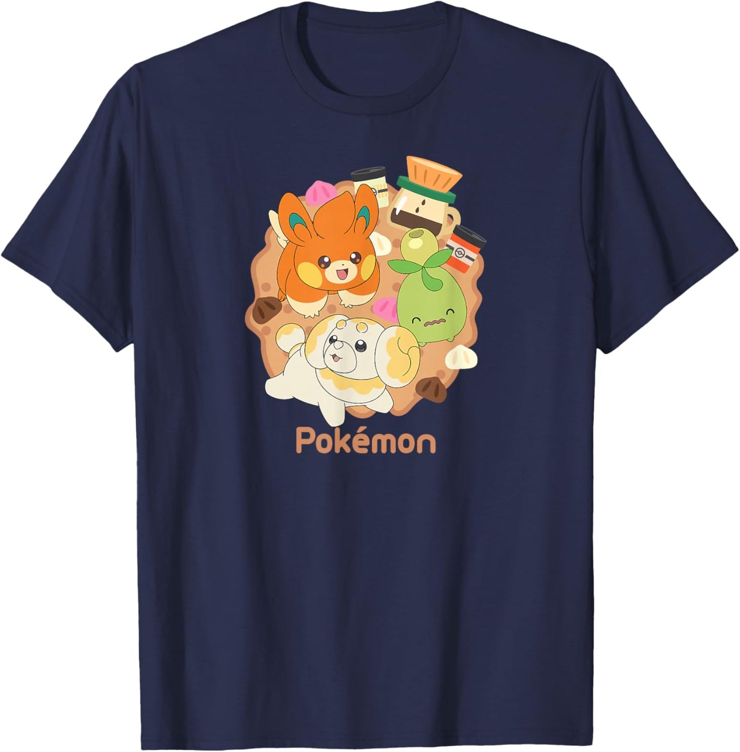 Pokémon - Fidough Smoliv Pawmi Cafe Trio T-Shirt - T-Shirt | Navy