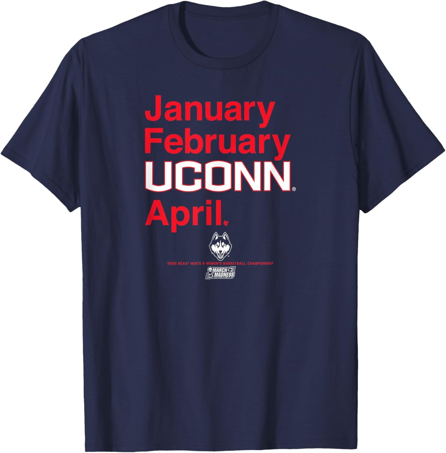 UConn Huskies Basketball: 2025 March Madness Month - NCAA T-Shirt - T-Shirt | Navy