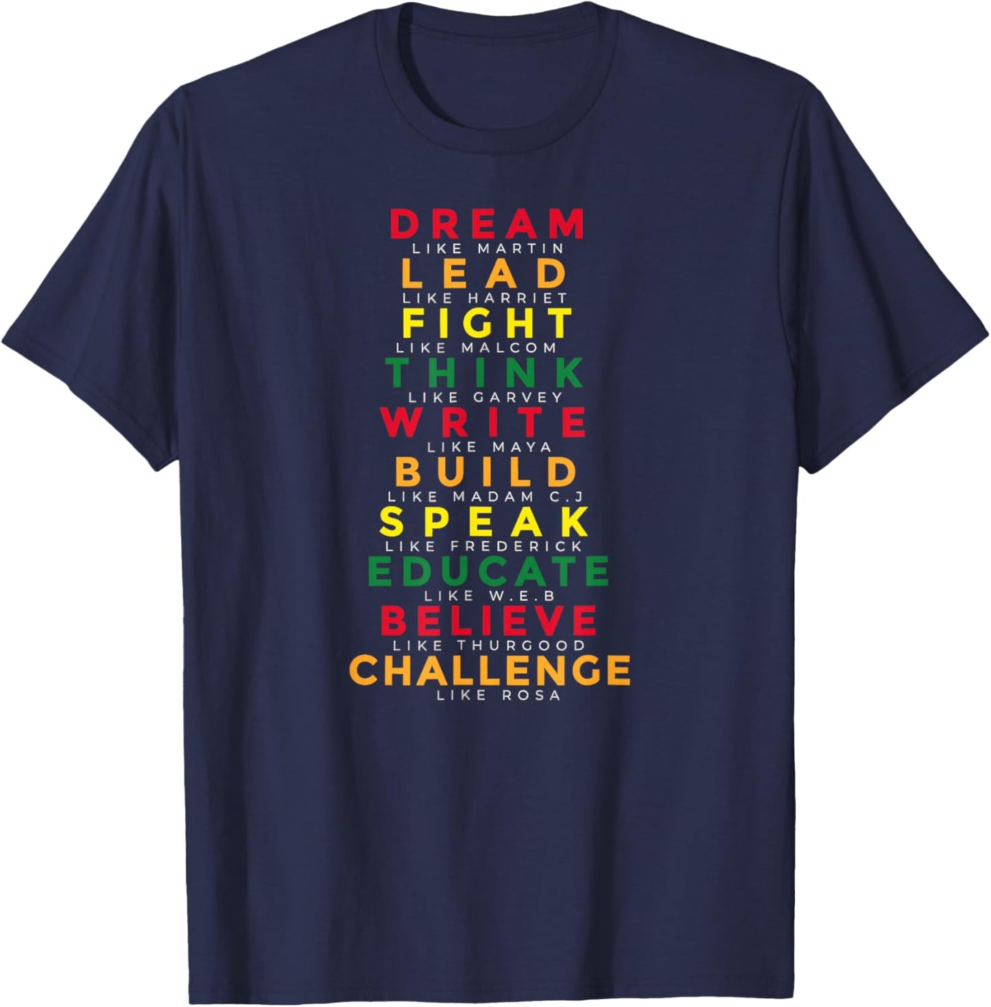 Black History Month Dream Like Martin Lead Like Harriet T-Shirt - T-Shirt | Navy