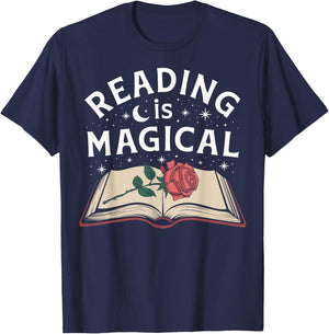 Reading Is Magical Book Lover Bookworm Librarian Library Day T-Shirt - T-Shirt | Navy
