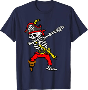 Dabbing Skeleton Pirate Halloween Dab Costume Boys Teen Kids T-Shirt - T-Shirt | Navy