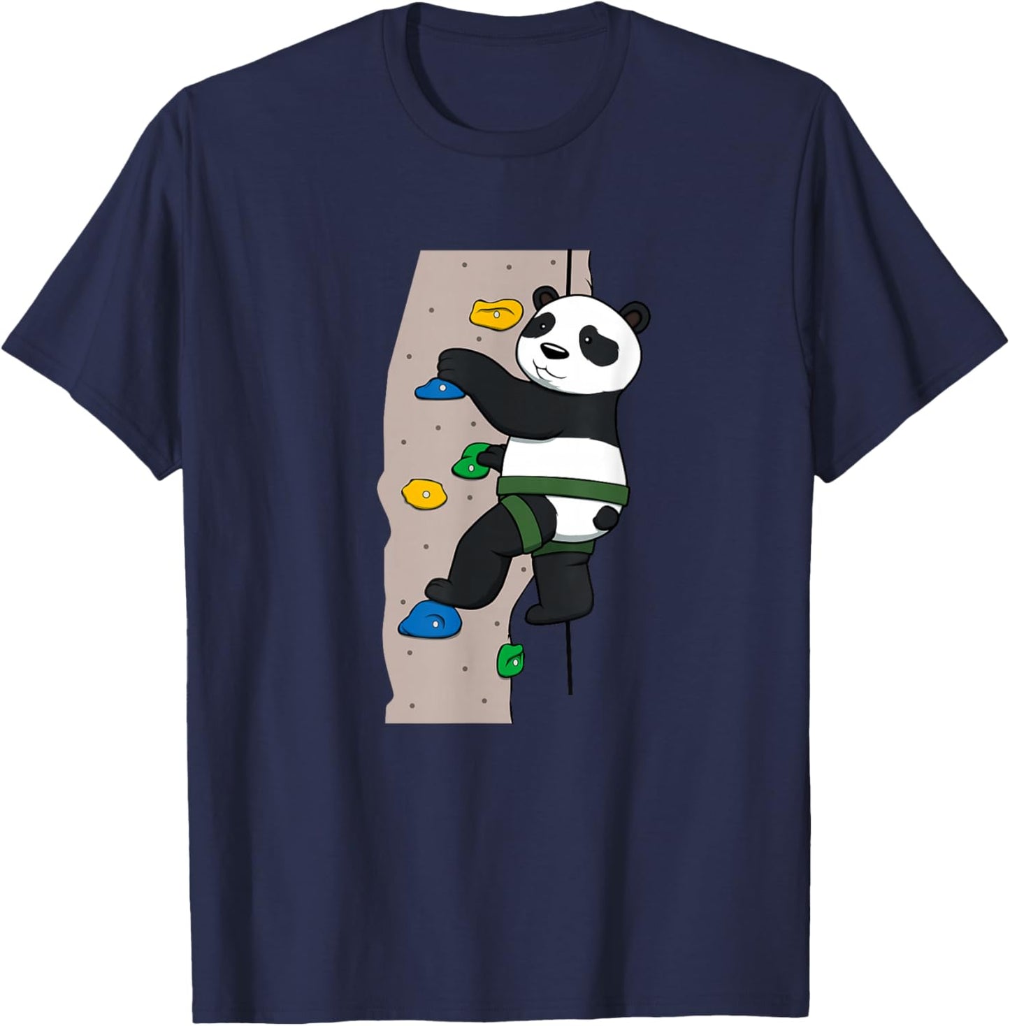 Cute Panda Rock Climber Illustration | Fun Climbing Animal T-Shirt - T-Shirt | Navy