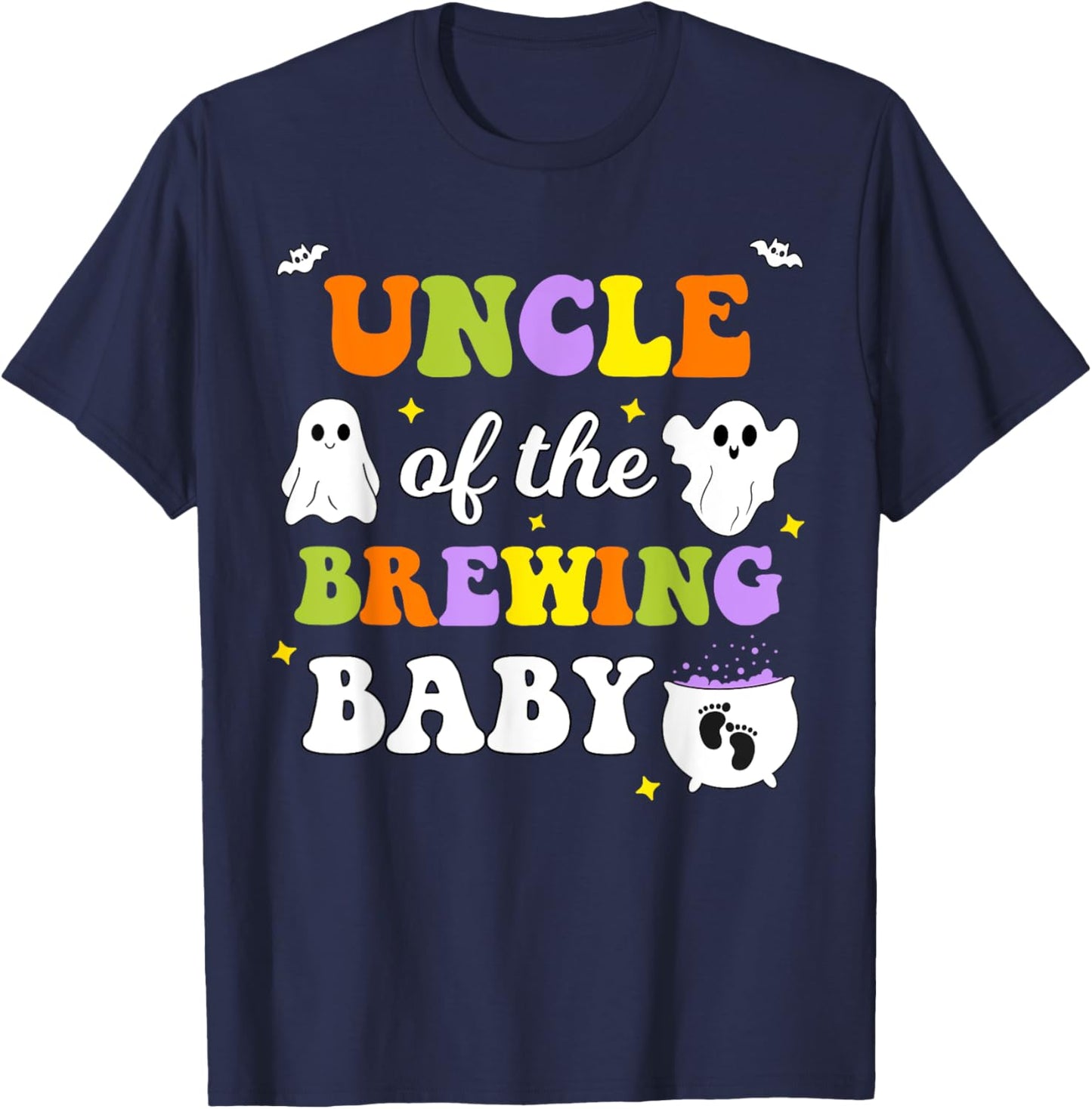 Uncle of the Brewing Baby Halloween Theme Baby Shower T-Shirt - T-Shirt | Navy