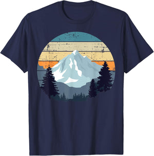 Timeless Mountain, Nature Trees and Forest T-Shirt - T-Shirt | Navy