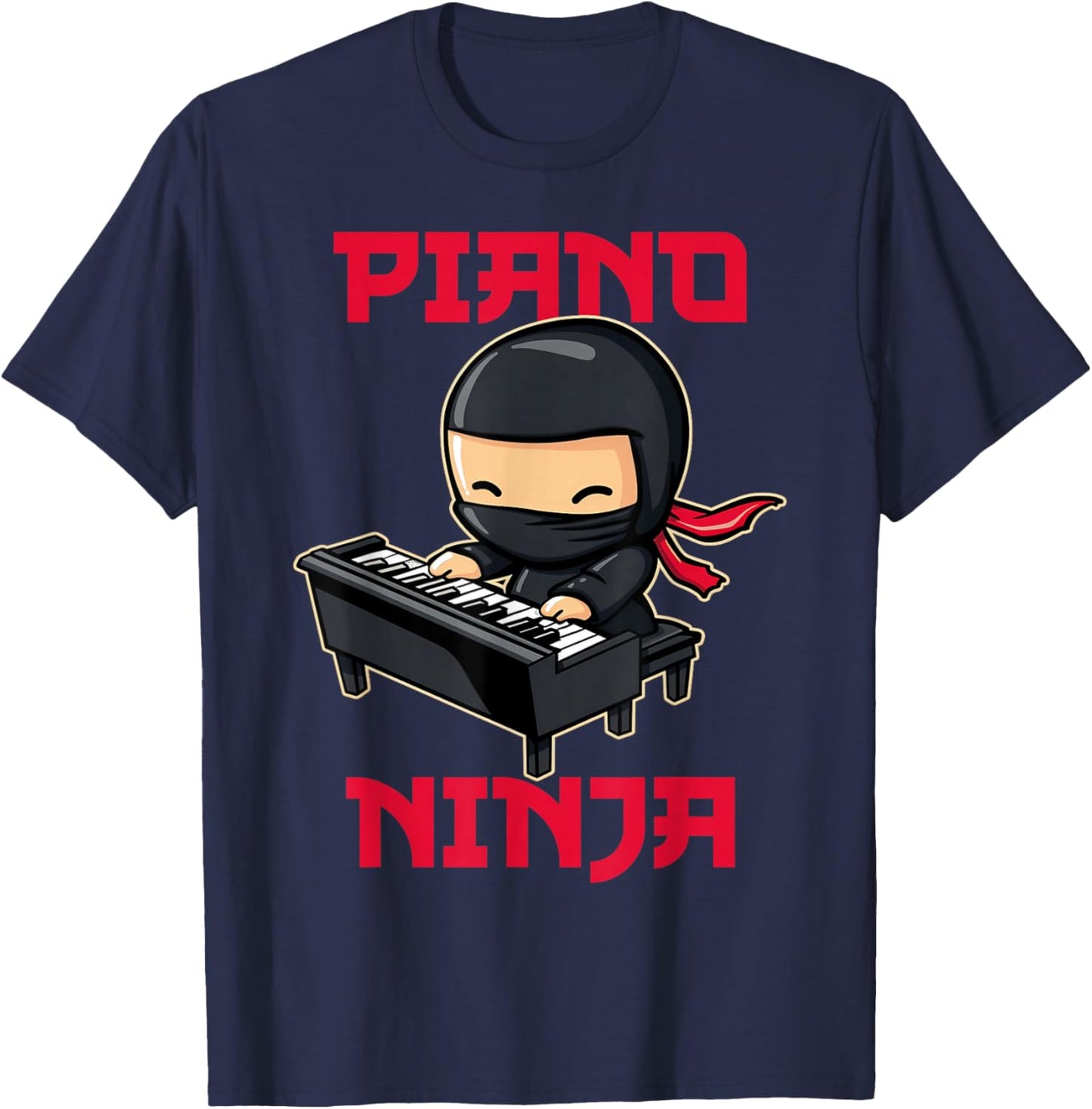 Piano Ninja Funny Cute Kawaii Music Musician Pianist T-Shirt - T-Shirt | Navy