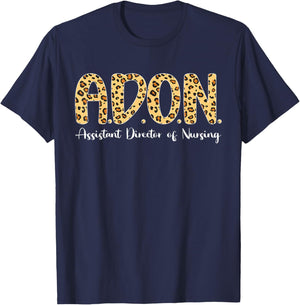 ADON Assistant Director Of Nursing Leopard T-Shirt - T-Shirt | Navy