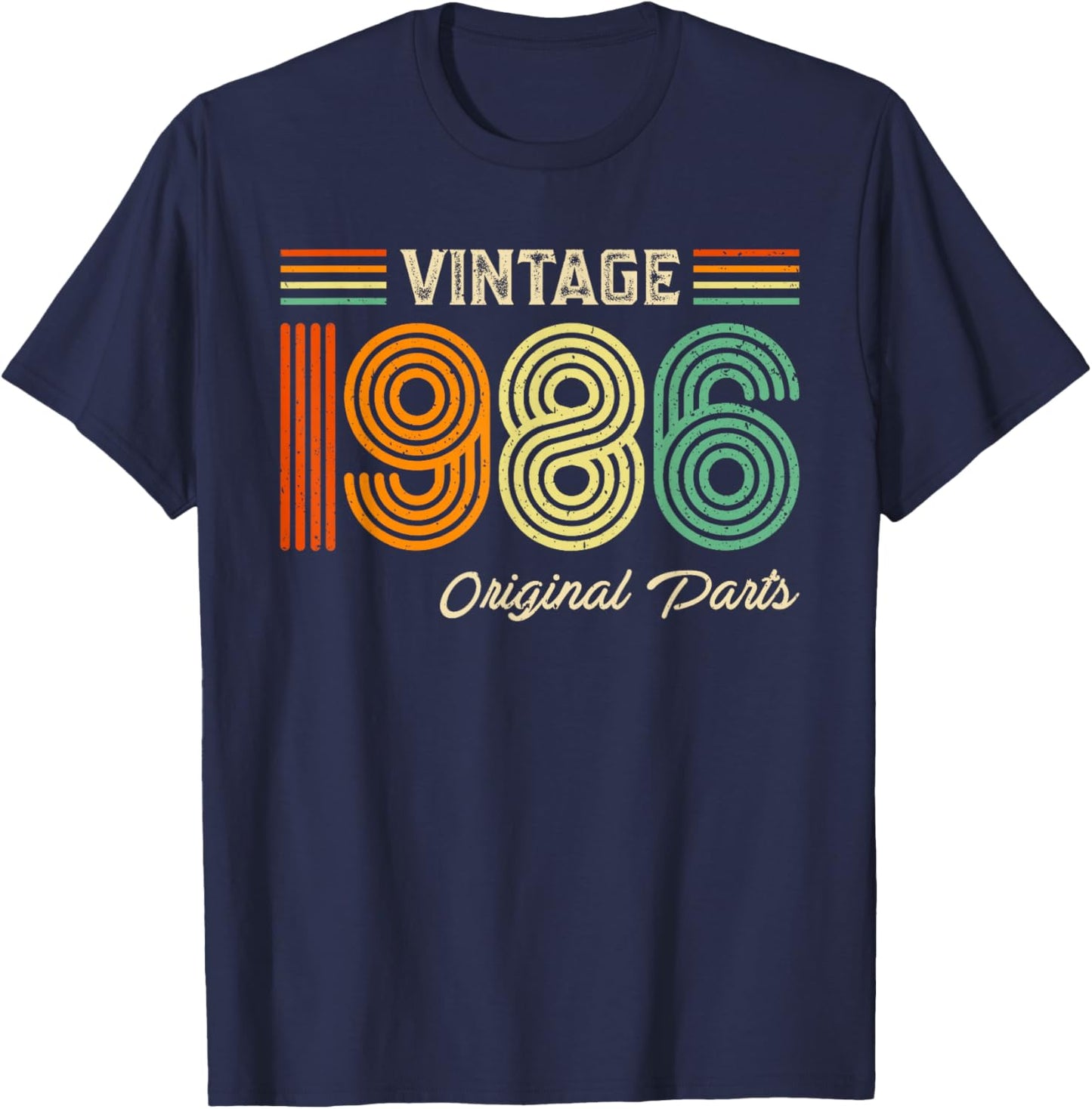 Vintage 1986 Original Parts Birthday 1986 Men Women Vintage T-Shirt - T-Shirt | Navy