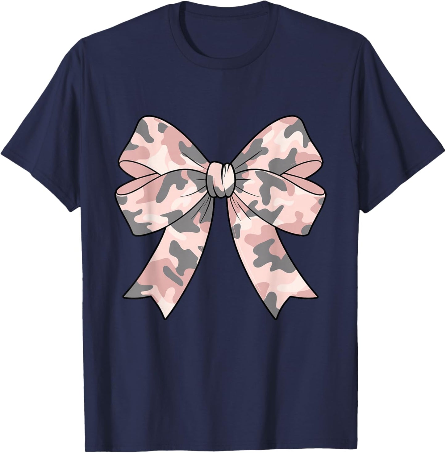 Camouflage Old Camo Bow Camo Coquette Bow Hunting Women Girl T-Shirt - T-Shirt | Navy