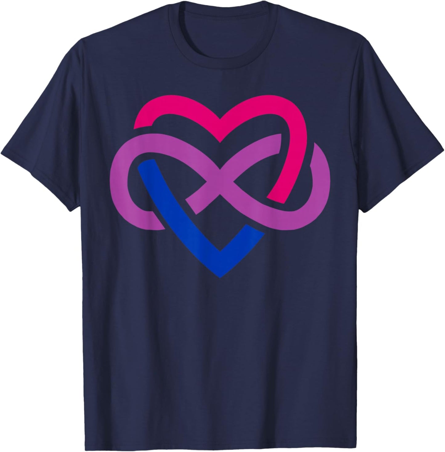 Infinity Heart Polyamory Symbol in Bisexual Colors T-Shirt - T-Shirt | Navy