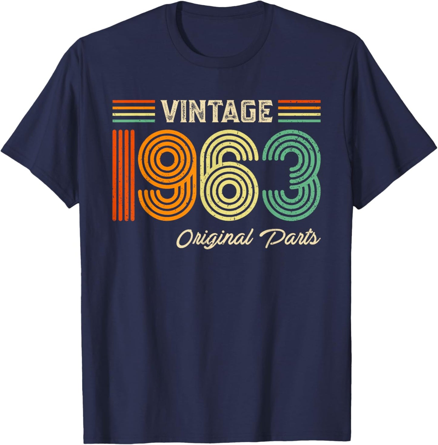 Vintage 1963 Original Parts Birthday 1963 Men Women Vintage T-Shirt - T-Shirt | Navy
